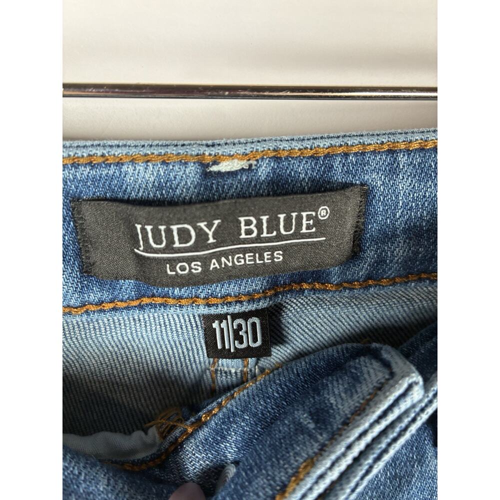 Judy Blue Womens 11 30 Short Slim Boot Cut Jeans High Rise Raw Hem Medium Wash - Picture 3 of 10